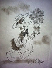 Willie Ito Podpisana ręcznie rysowana ołówek Animacja Sztuka - KACZKA DAFFY