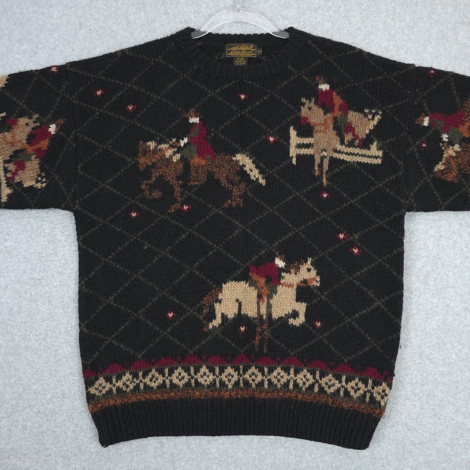 Vintage Eddie Bauer Sweater Mens Large Wool Equestrian Heritage Outdoor 90s Knit - Image 2 of 4