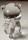 Vintage Fenton Art Glass Bear Figurine with Pink Heart - Handmade In USA 3 1/2"