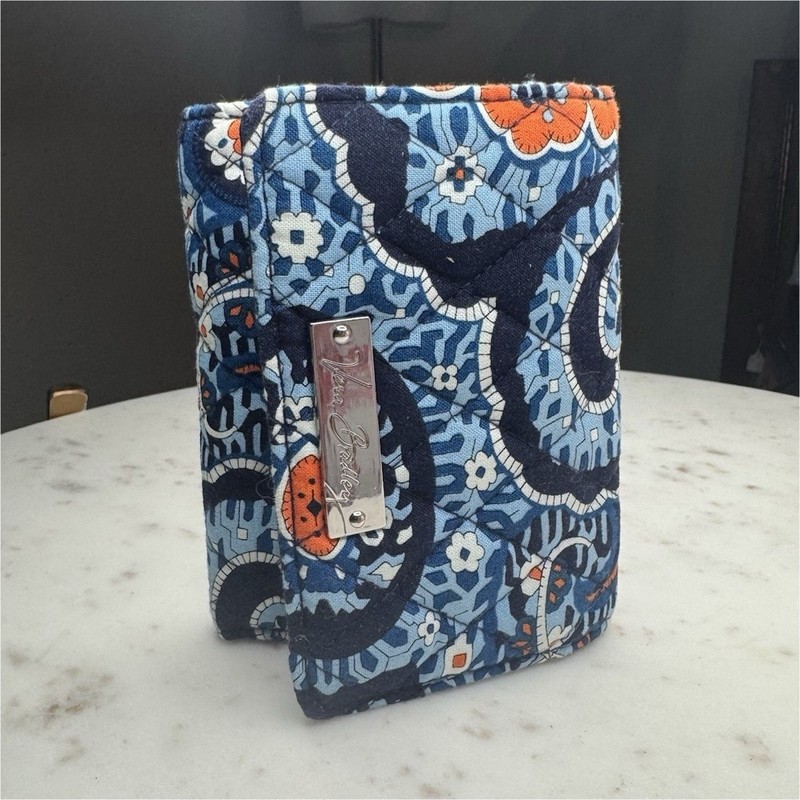 Vera Bradley Women’s Trifold Wallet Blue Floral w/ Card Slots & ID Slot