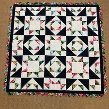 Handmade Floral Patchwork Quilt Star Pattern Ruffled Edges 33 In Cotton Lap Wall