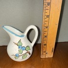 Ceramic Creamer White Blue Rim Hand Painted Berries Glossy 4 fl oz 3 in Jovi — photo 1