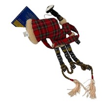 Build-A-Bear Workshop Red Plaid Bagpipes Plush Accessory White Faux Fur Trim