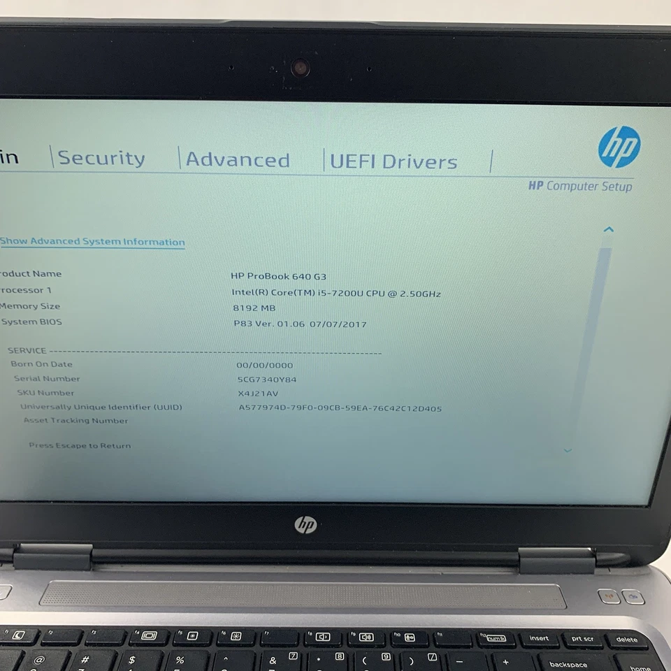 HP Probook 640 G3 14" i5-7200U 2,5 GHz 8 GB Ram sin sistema operativo sin disco duro sin batería sin CA Foto 3 de 4