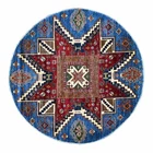 5'7"x5'7" Blue Afghan Super Kazak Wool Hand Knotted Round Oriental Rug 21294