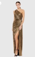 Mac Duggal Antique Gold One-Shoulder Grecian Gown Size 2 