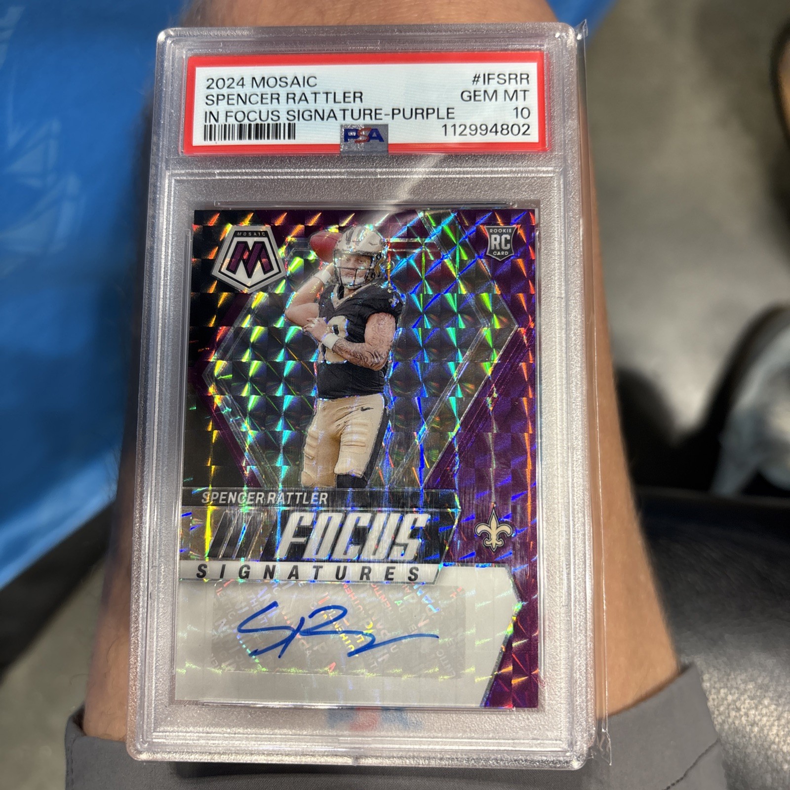 Spencer Rattler Panini Mosaic in Focus Signatures #IFSRR Purple