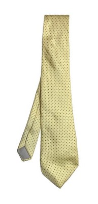HARDY AMIES BUTTER YELLOW SILK MEN'S TIE W POLKA DOT PATTERN EX.CON