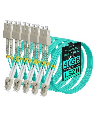 Multimode Fiber Cable 10G Duplex, SC-LC Fiber OM3 Patch Optical Cords SFP+ Ca...