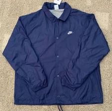 Nike Club Coaches Jacket Coat Snap Front Woven FN3316-410 Blue $90 Men's M