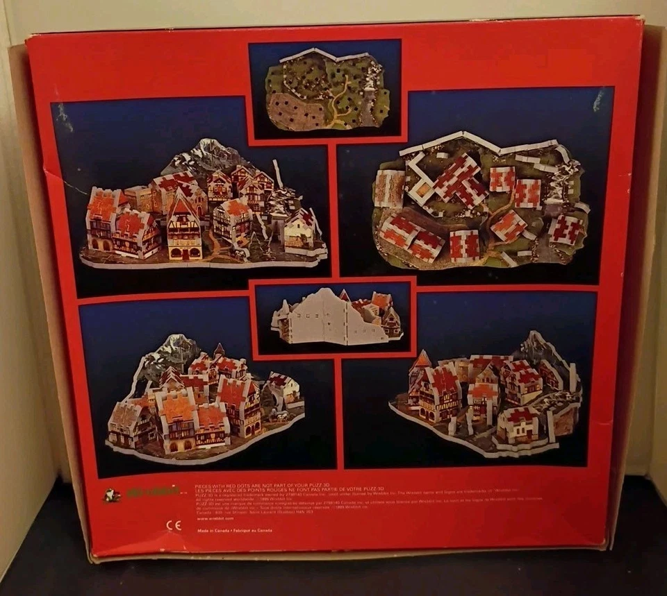 Puzz 3D Alpine Village 1999 WRebbit 3 Dimensional Puzzle Construction Preowned - Image 2 of 4