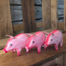 3 x Metall Schweine Schweinesammlung Rosa Schweinchen Figuren Metalltiere Schwei