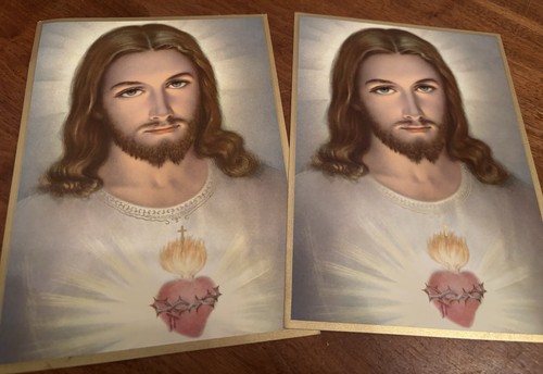 ✝️ Vintage Sacred Heart of Jesus Prayer Card Print Novena Hales 8x6”