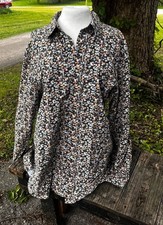 TOMMY HILFIGER MENS XL COTTON BUTTON DOWN SHIRT FLORAL DESIGN