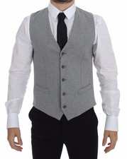 Dolce & Gabbana Gray Cotton Stretch Dress Vest Men's Blazer Authentic