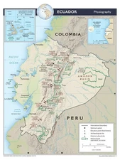 Ecuador Physical Geography Geographic Physiographic Map Country Nation Print