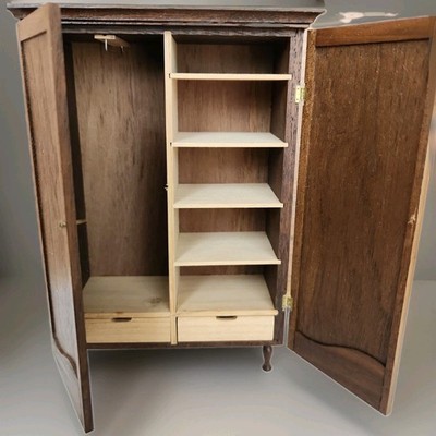 Anker & Carole Rasmussen Vintage OOAK Artisan Made Dollhouse Wardrobe in Walnut 