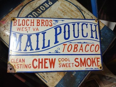 porcelain tobacco signs RARE MAIL POUCH CHEWING SMOKE TOBACCO DEALER PORCELAIN METAL SIGN WEST  VIRGINA