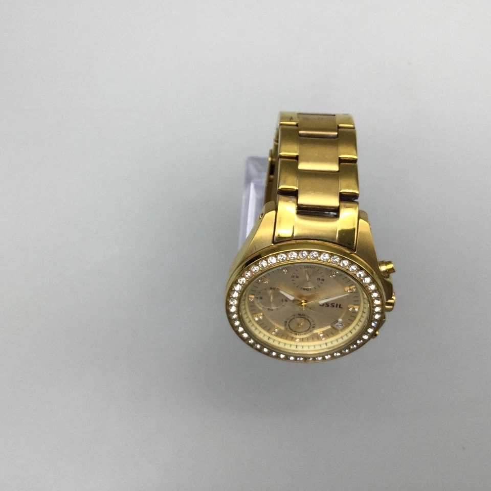 Reloj Fossil ES2683 Mujer 37mm Tono Dorado Cronógrafo Fecha Batería Nueva 6.25" Foto 3 de 4