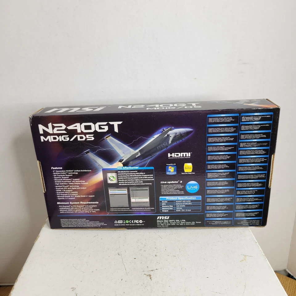 MSI 1GB N240GT GPU Video Graphics Card HDMI DVI AfterBurner MDIG/DS - Image 3 of 4