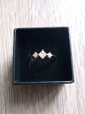 14K Gold Diamond Three Stone Princess Cut Ring Diamond.80 Carat F-SI1 Size 7