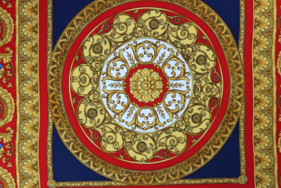 Foulard En Soie Vintage Multicolore - Motifs Géométriques - Marque Egyptian Original Design