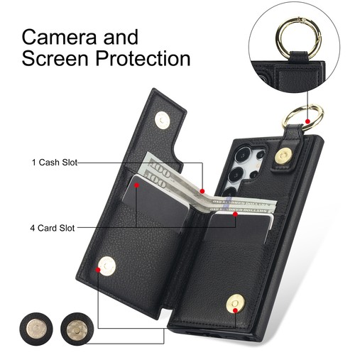 Funda Para Samsung Galaxy S25 Ultra S24 FE S23 S22 S20 Billetera Cremallera Bolsillo+Anillo - Imagen 40 de 68