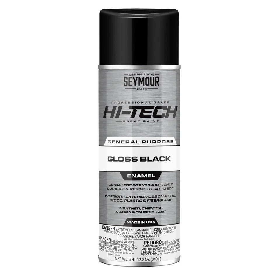 Seymour 16-115 | Hi-Tech Enamel Paint, Gloss Black, 12 oz. Aerosol Can