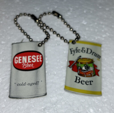 Genesee Beer Key Chain (2 Sided) - Lot Of 2 BEER CAN ZIPPER JACKET RED EYE