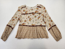 Maurices Women S Shirt Off Shoulder Pleating Boh Top Floral Flowy Balloon Sleeve