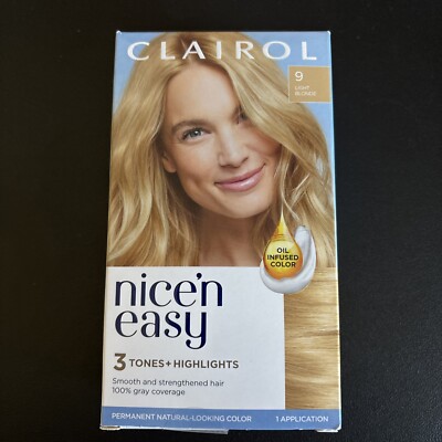 Clairol Nice'nEasy Light Blonde #9 Permanent Hair Color New Sealed