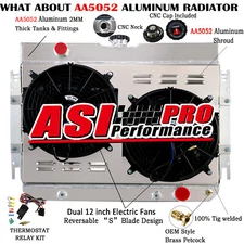 FIT 63-68 CHEVY IMPALA/BEL AIR/BISCAYNE/EL CAMINO 4-ROW 62MM RADIATOR+SHROUD FAN