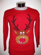 New Women's Reindeer Light Up Ugly Christmas Sweater Size M