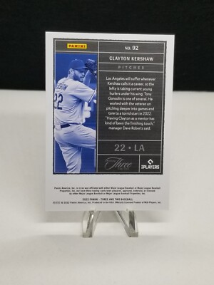 2022 Panini Three & Two CLAYTON KERSHAW /99 #92 | eBay