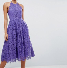 Asos Lace Pinny Scallop Edge Prom Midi Dress Purple UK 18 rrp £75 DH9 HH 11