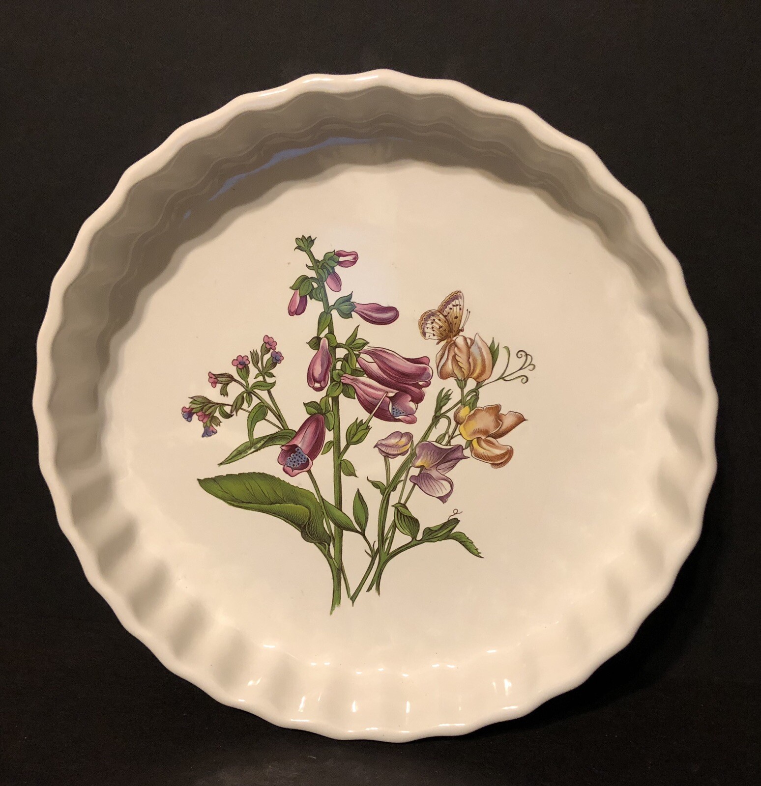 Vintage ASHLEY CERAMICS England Flan Tart Pie Serving Dish 9" Purple