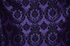 PURPLE TAFFETA DAMASK VELVET FLOCKED DRESS HOME DECOR APPAREL CURTAINS THE YARD