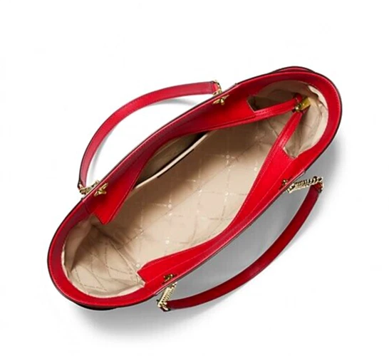 Nuova borsa a tracolla Michael Kors Jet Set grande in pelle saffiano rosso brillante