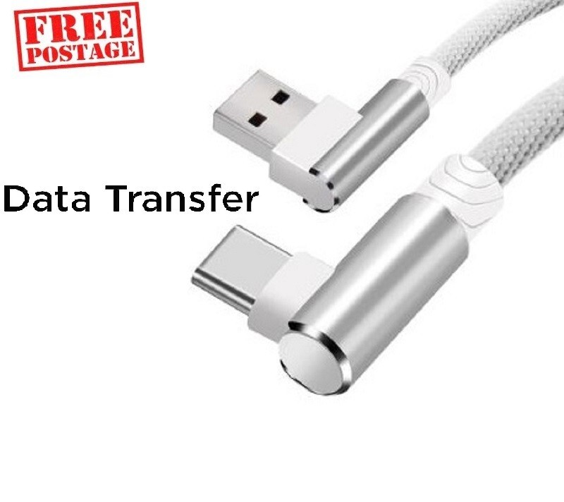 USB C Cable Right Angle 90° Elbow Nylon Braided USB A To C Fast Charging Cable.-image