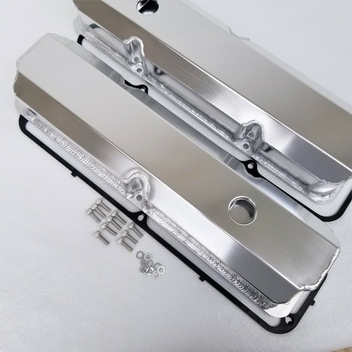 Big Block Ford FE Satin Fabricated Valve Covers Breathers 352 360 390