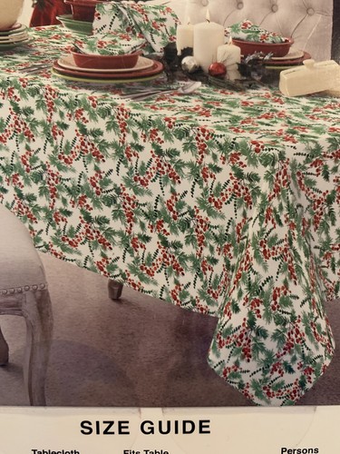 FIESTA Holly TABLECLOTH 60 X 102 Winter Berries French Country Easy Care Boho - Picture 5 of 6