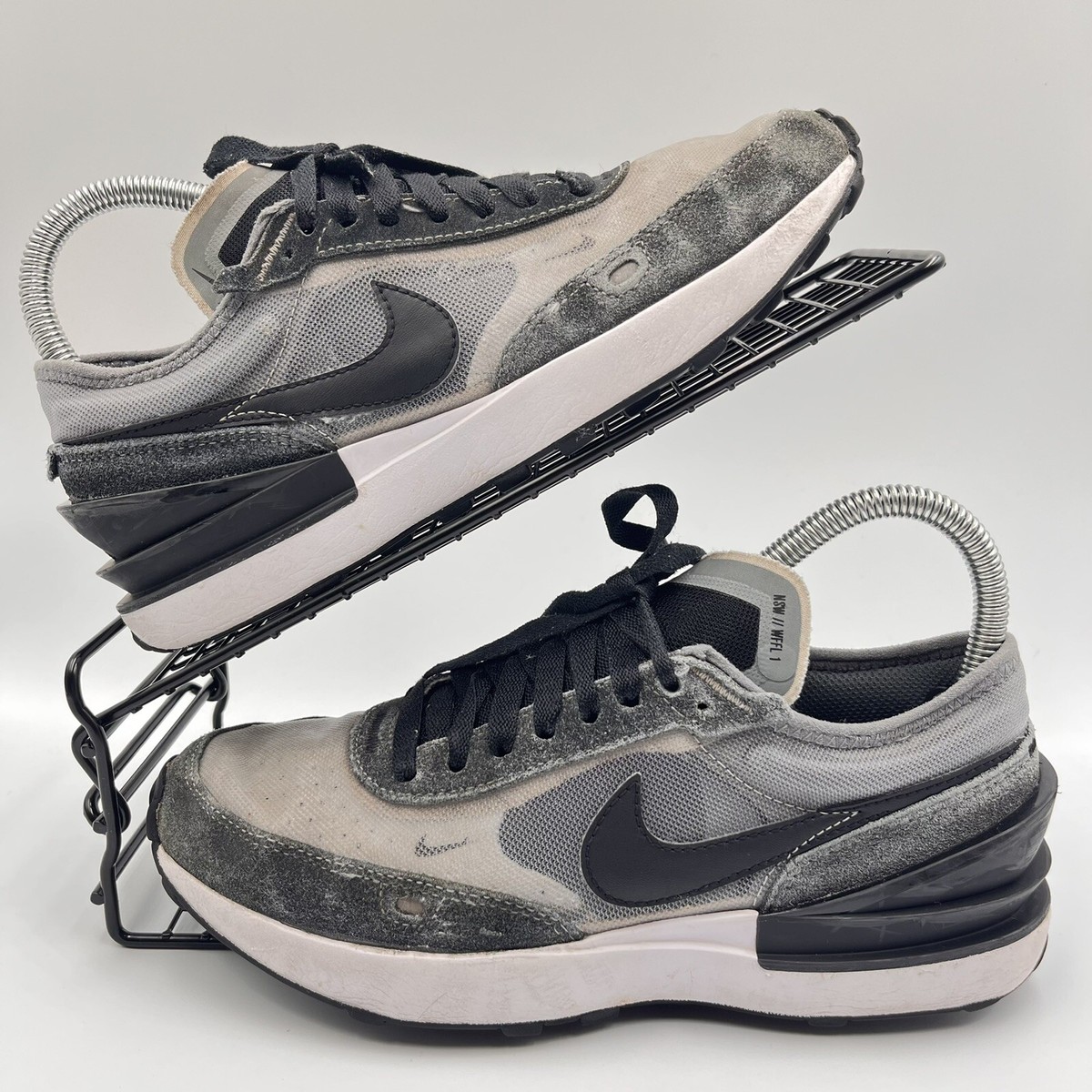 NIKE WAFFLE ONE GREY TRAINERS SIZE UK BLACK MESH GYM RUNNING DC0841-003