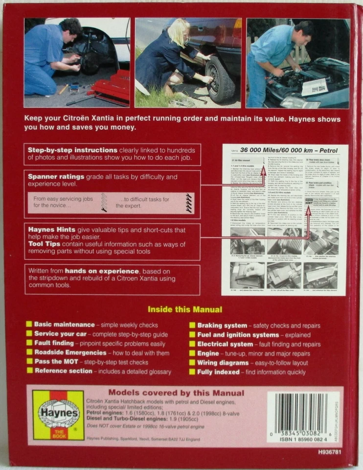 Haynes - Citroen Xantia 1993A 1995 (K Registro) Servicio y Reparacion Manual - Imagen 2 de 4