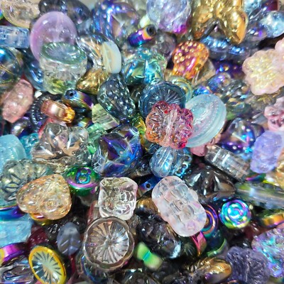 1/4lb Glass beads lot jewelry making mix variety bead supplies Read Description
