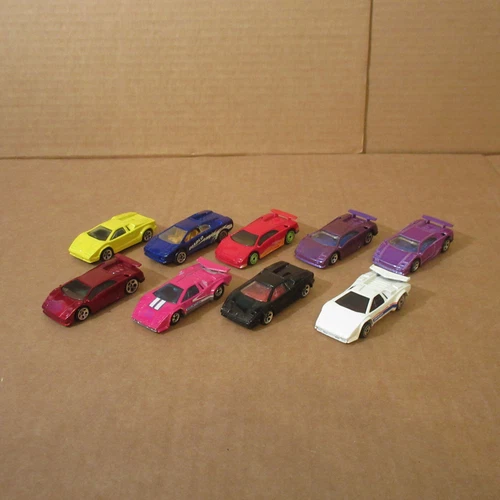 Vtg lot 9 Hot Wheels Lamborghini Loose Cars 1987 1991 Diablo Countach LP500S