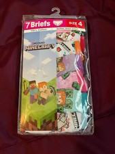 NEW Minecraft Girls 7 Pack Briefs SIZE 4 NIP