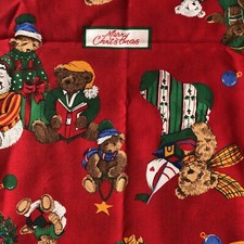 VIP CRANSTON CHRISTMAS BEARS RED BACKGROUND FABRIC 1 Yard x 44"