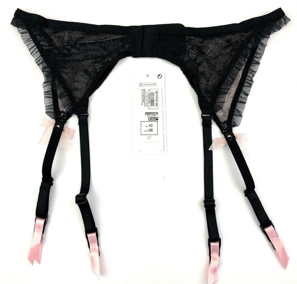 M&S Suspender Belt UK 10 Black BNWT eBay