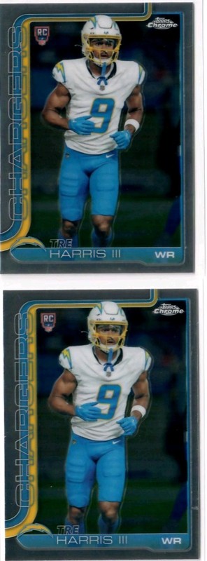 Topps Chrome 2025 - Tre Harris Rookie Lot of 2 cards - chargers RC #338