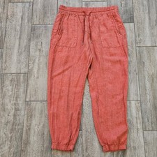 Athleta Women's Retreat 100 Linen Jogger Pants Persimmon Coral Size 12 Resort